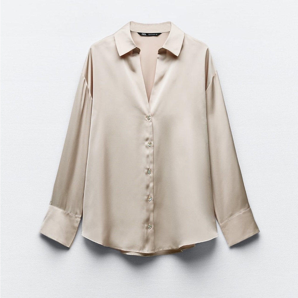 NWT ZARA FLOWY EFFECT BUTTON UP SHIRT